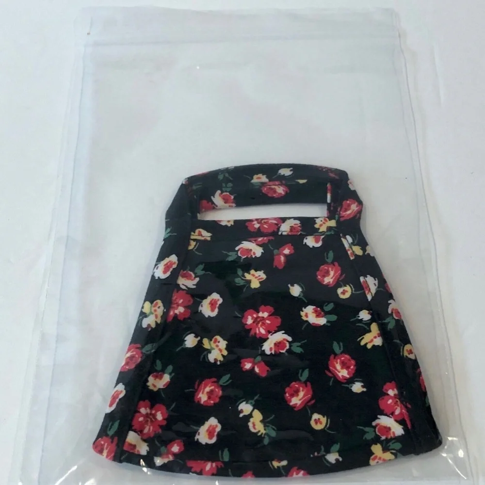 3 For $15 (NWT) FORE COLLECTION Black Floral Pleated Mask OS